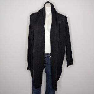 Jarbo Black 100% Pima Cotton Knit Open Cardigan Sweater M/L